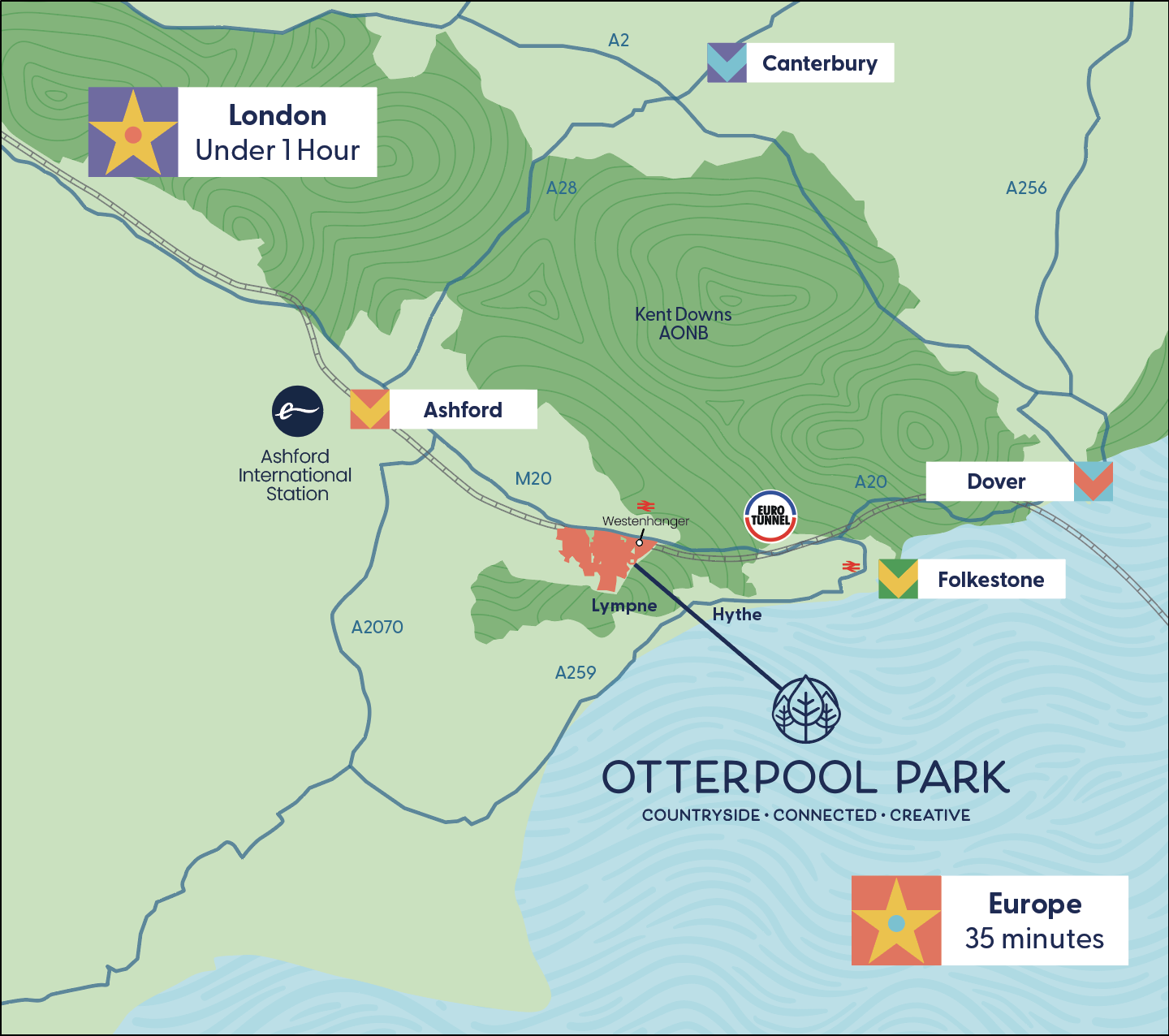 A map of Otterpool park - Place for businesses