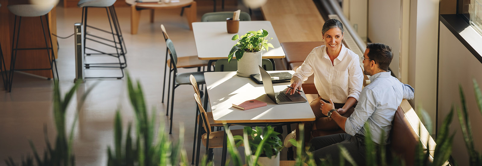 People talking at a table